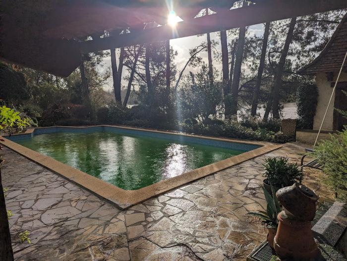 Photo de la piscine et de la dalle avant nettoyage
