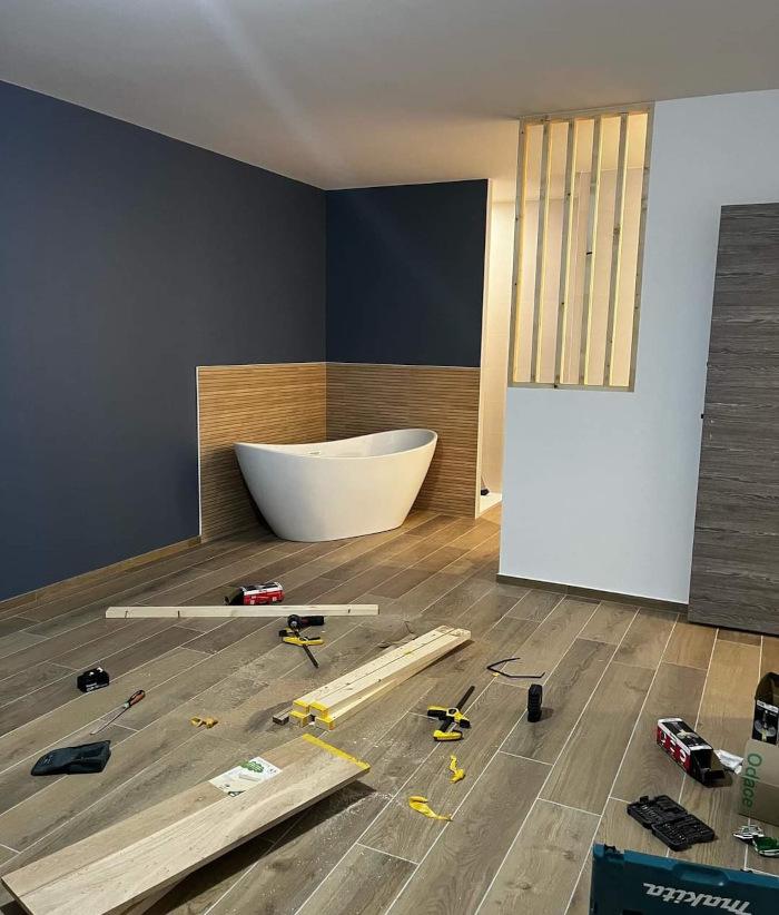 Photo pendant la création de la salle de bain
